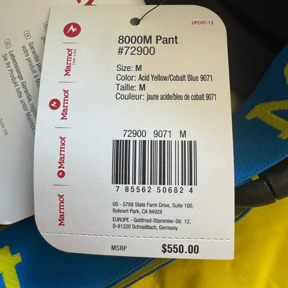 Marmot Blue and Yellow Outdoor Suit - Picture 3 of 9